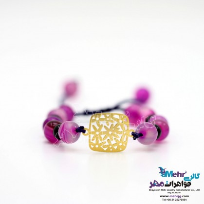 دستبند طلا و سنگ - طرح گل‌های بهاری-SB0194